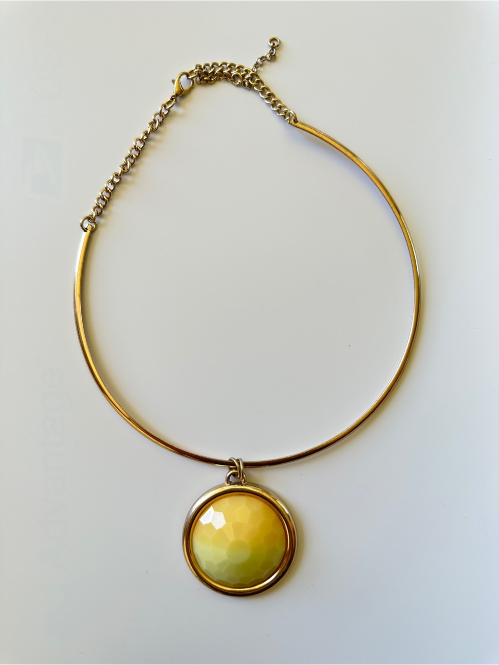 Gold Necklace with Yellow Gemstone Pendant - Women's Jewelry